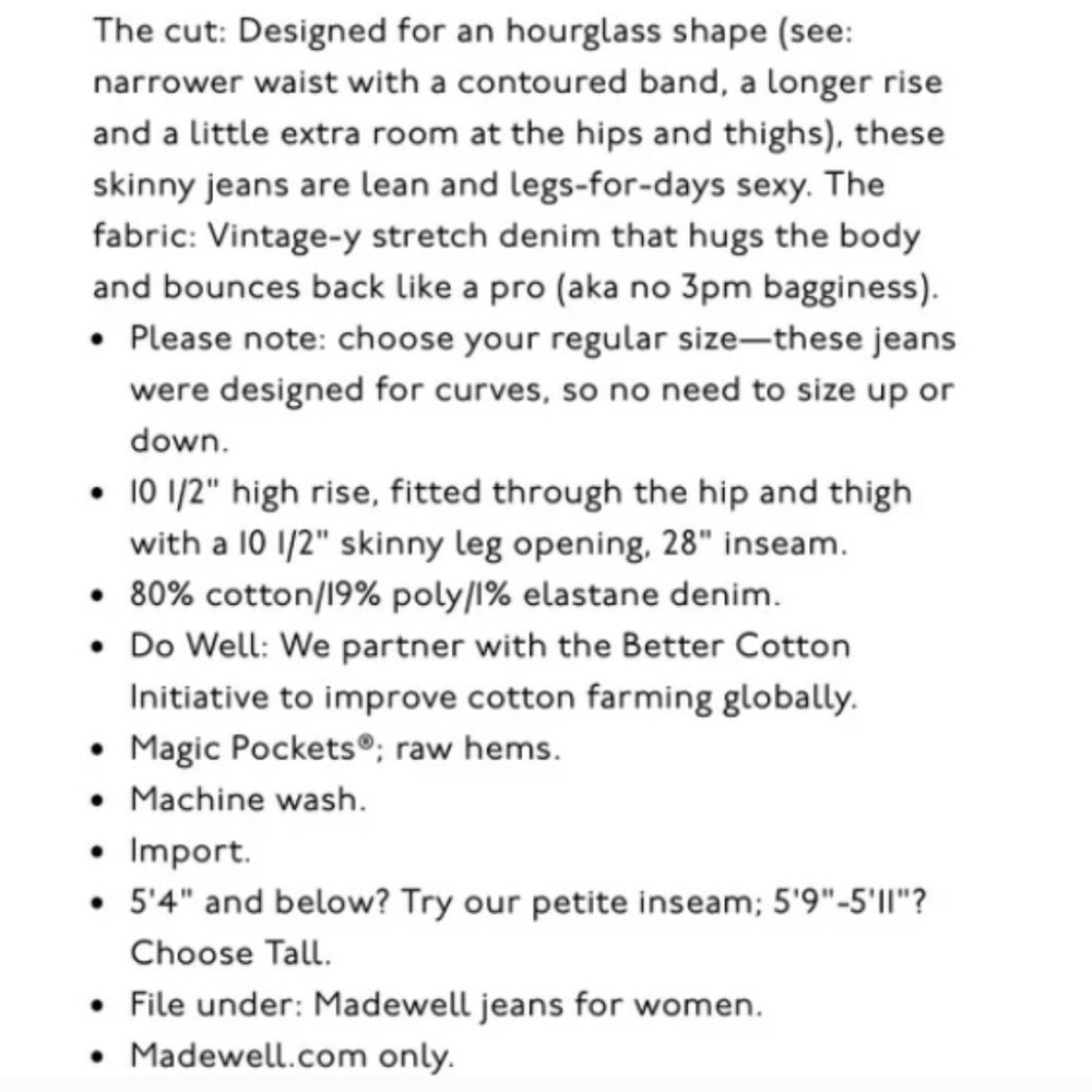 MADEWELL Curvy High-Rise Skinny Jeans Ainsworth Wash Raw Hem - Picture 5 of 14